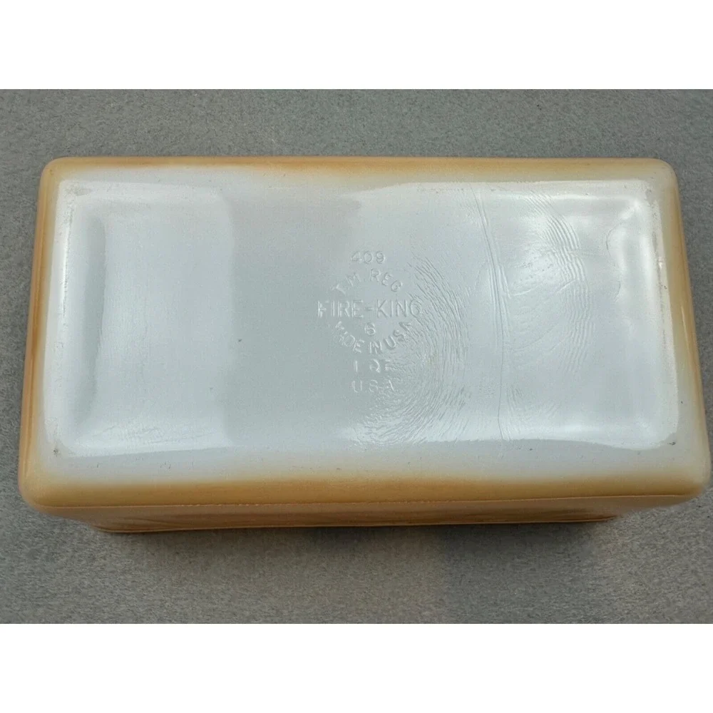2 Vintage‎ Fire King #410 Peach Lustre 1-1/2 Quart  & #409 1 QT Casserole Pans